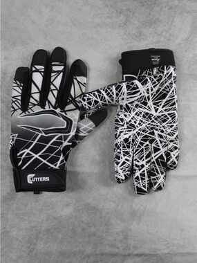 Black & White Men's Grip Football Gloves